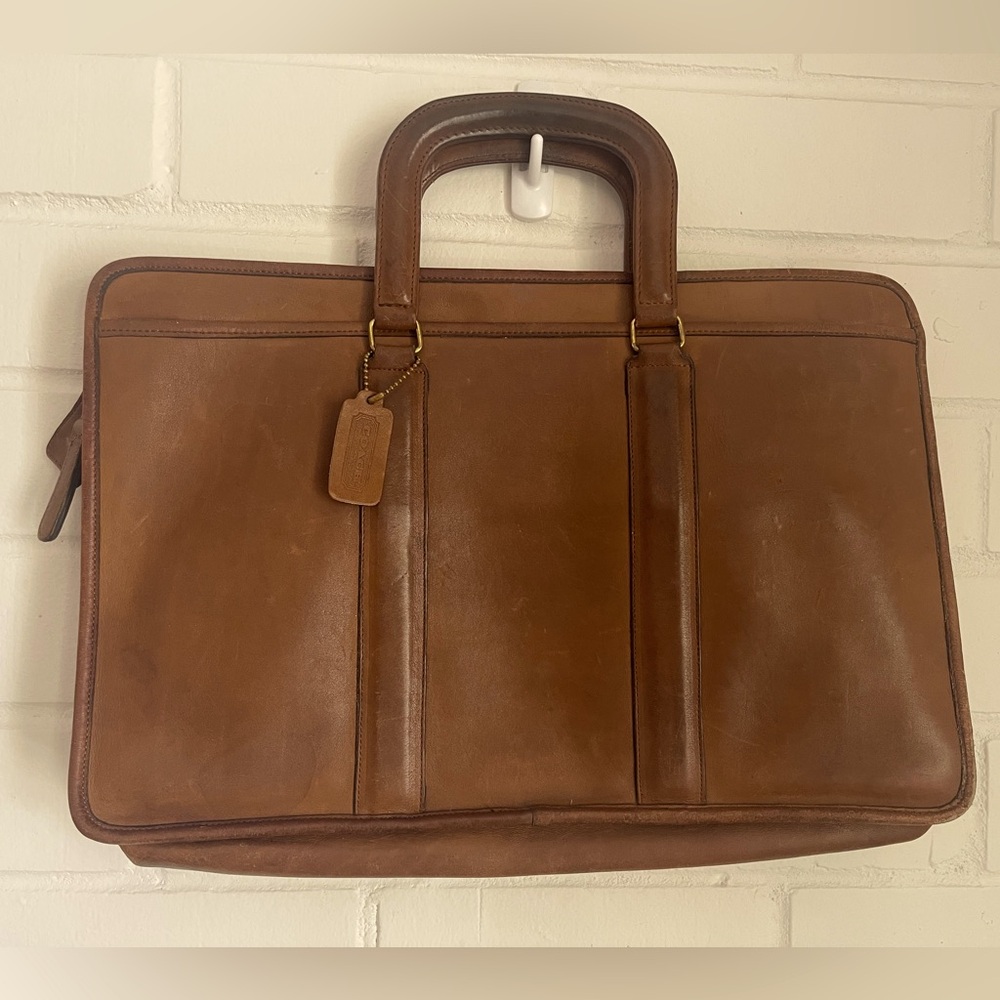 COACH NYC Vintage 60-70's Brown Leather Briefcase.